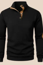 Landry | Leather Elbow Merino Zip Knit