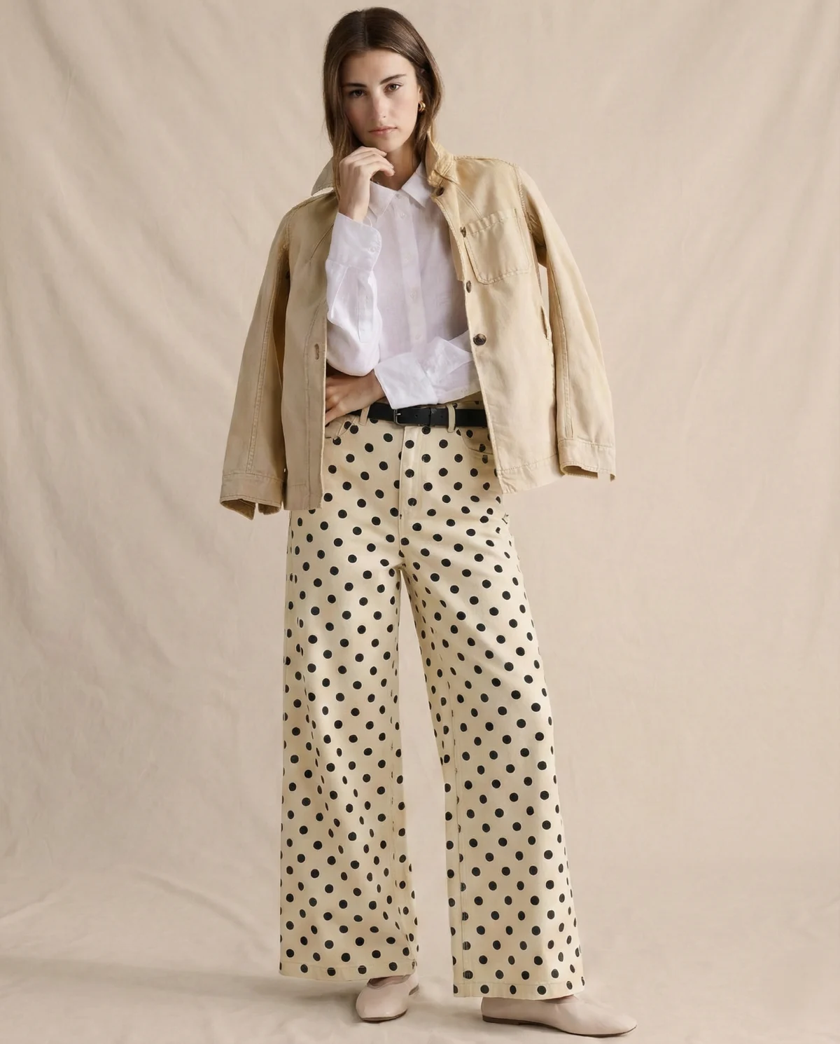 Paule | Polka Dot Cotton Wide Leg Trousers