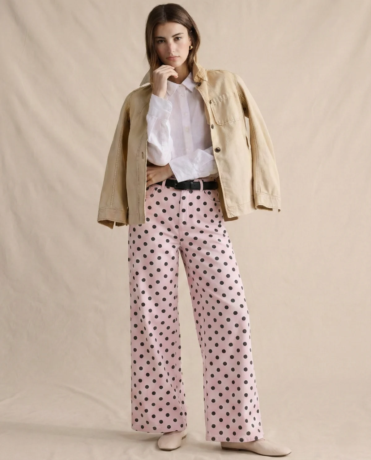 Paule | Polka Dot Cotton Wide Leg Trousers