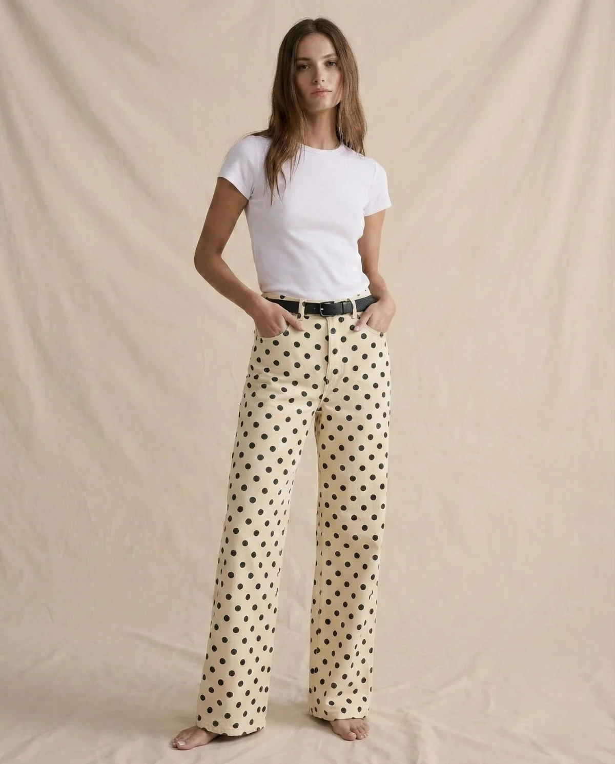 Paule | Polka Dot Cotton Wide Leg Trousers