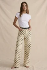 Paule | Polka Dot Cotton Wide Leg Trousers