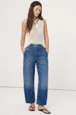 Sylviane | Structured Denim Barrel Leg Jeans