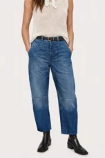Sylviane | Structured Denim Barrel Leg Jeans