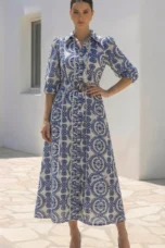 Gracia | Deep Blue Tie Waist Wrap Dress