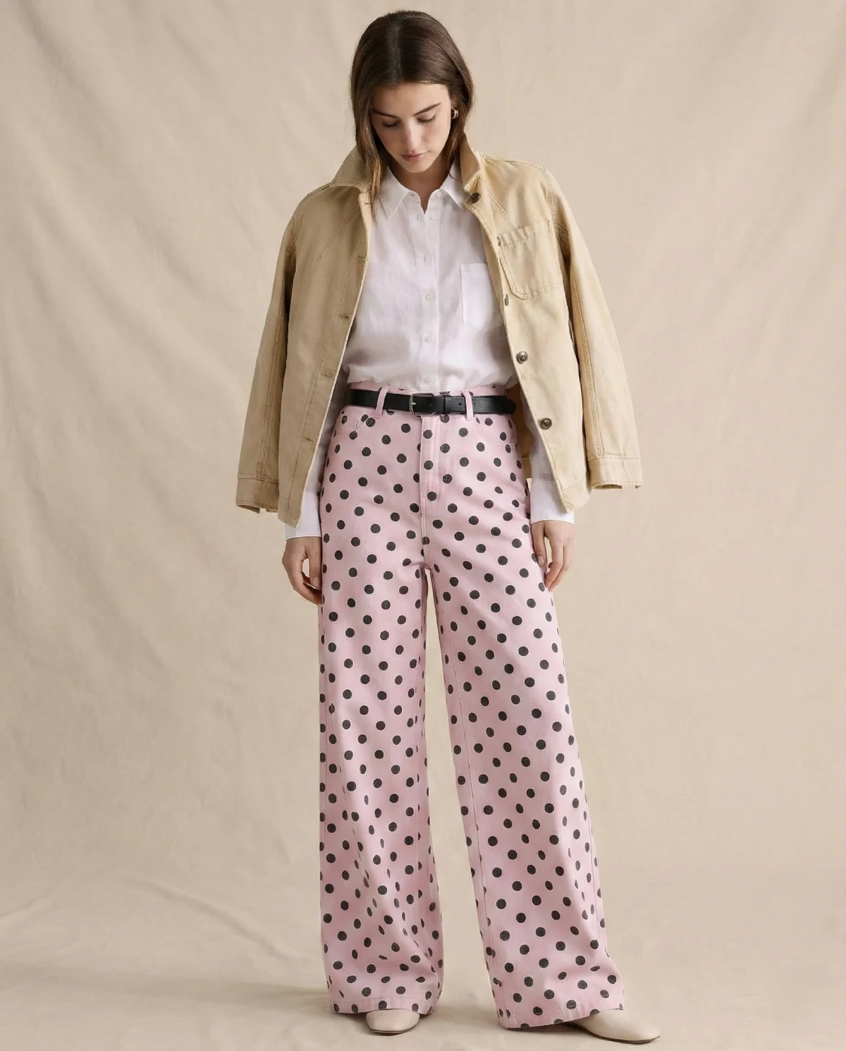 Paule | Polka Dot Cotton Wide Leg Trousers