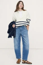 Sylviane | Structured Denim Barrel Leg Jeans