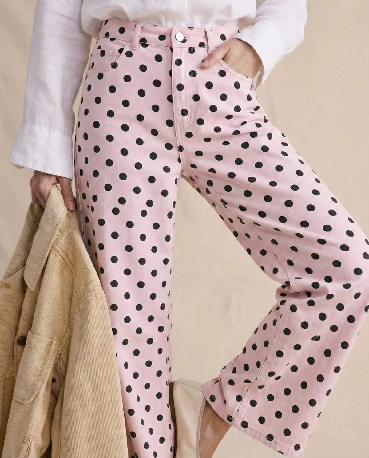 Paule | Polka Dot Cotton Wide Leg Trousers