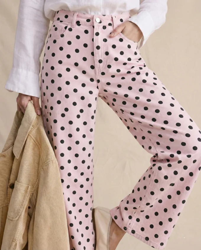 Paule | Polka Dot Cotton Wide Leg Trousers