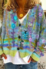 Jeannette | Hand-Painted Floral Cardigan