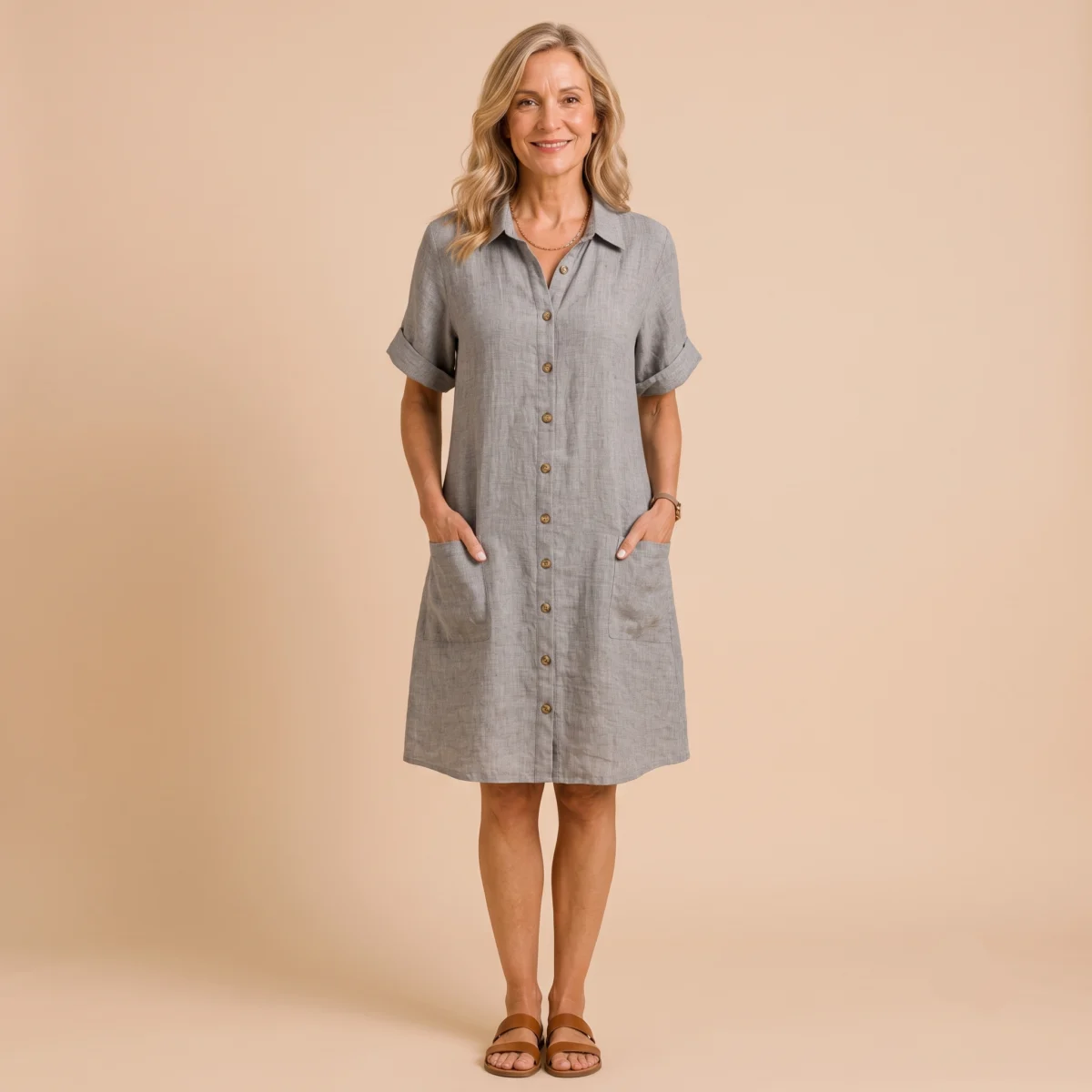 Patricia | Washed Linen Shirt Dress