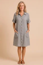 Patricia | Washed Linen Shirt Dress