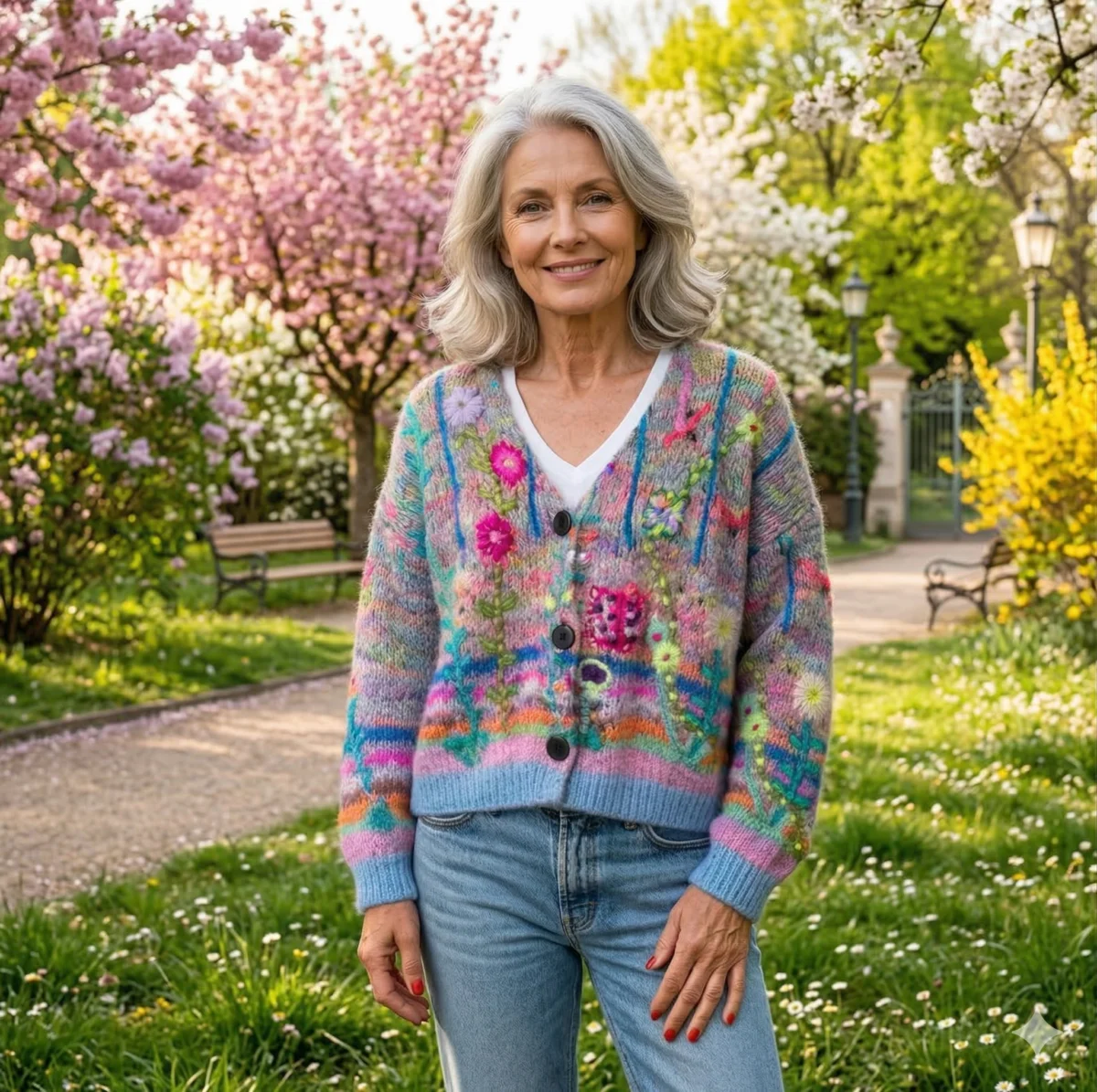 Jeannette | Hand-Painted Floral Cardigan