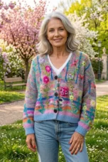 Jeannette | Hand-Painted Floral Cardigan