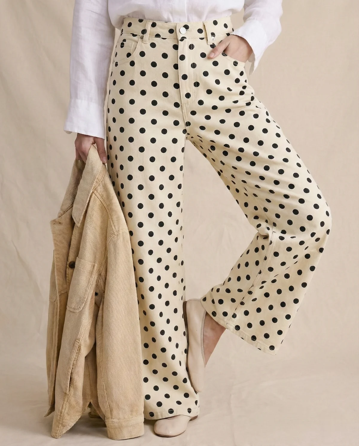 Paule | Polka Dot Cotton Wide Leg Trousers