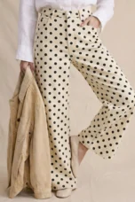 Paule | Polka Dot Cotton Wide Leg Trousers
