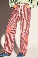 Oralie | Striped Cotton Linen Trousers