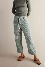 Oralie | Striped Cotton Linen Trousers