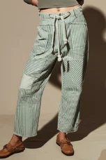 Oralie | Striped Cotton Linen Trousers