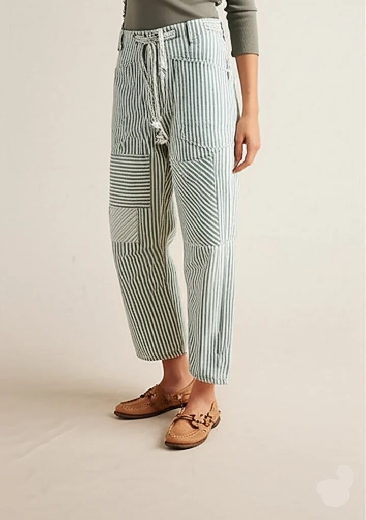 Oralie | Striped Cotton Linen Trousers