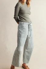 Oralie | Striped Cotton Linen Trousers
