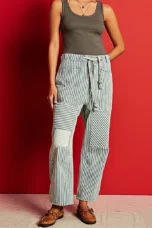 Oralie | Striped Cotton Linen Trousers