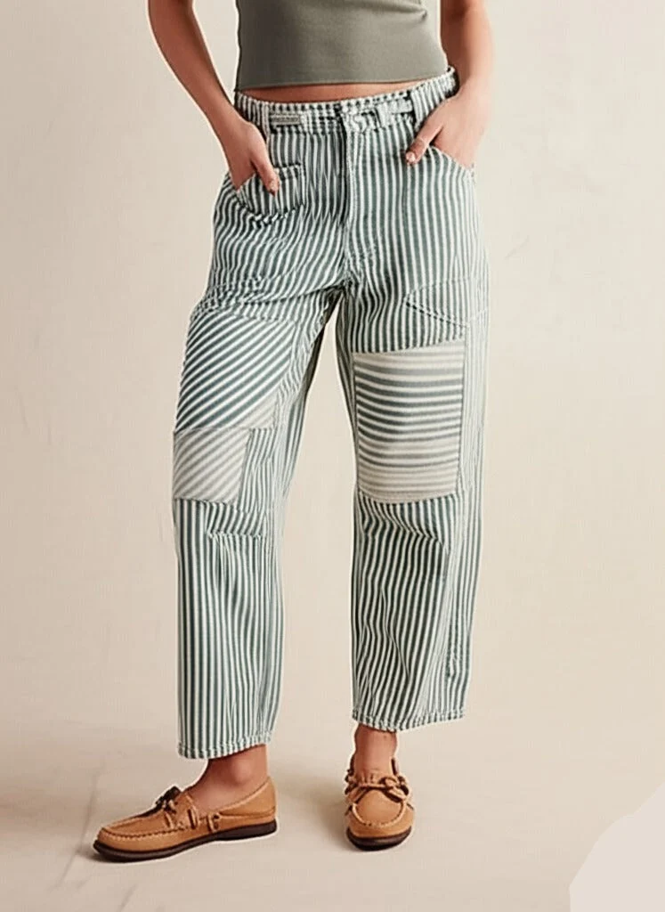 Oralie | Striped Cotton Linen Trousers