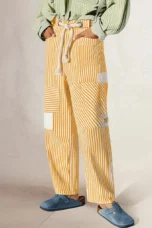 Oralie | Striped Cotton Linen Trousers