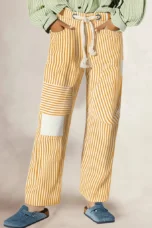 Oralie | Striped Cotton Linen Trousers