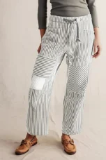 Oralie | Striped Cotton Linen Trousers