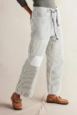 Oralie | Striped Cotton Linen Trousers