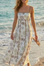Opal | Seashell Print Flared Maxi Dress