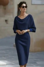 Arthémise | Cowl Neck Batwing Midi Dress