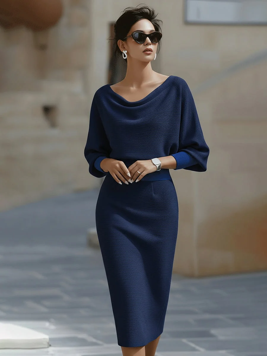 Arthémise | Cowl Neck Batwing Midi Dress