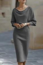 Arthémise | Cowl Neck Batwing Midi Dress