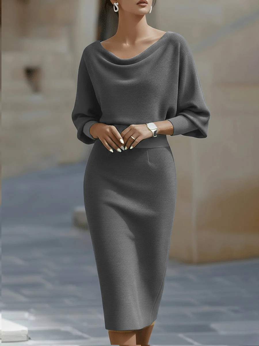 Arthémise | Cowl Neck Batwing Midi Dress