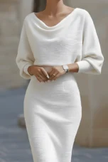 Arthémise | Cowl Neck Batwing Midi Dress