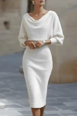 Arthémise | Cowl Neck Batwing Midi Dress