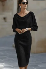 Arthémise | Cowl Neck Batwing Midi Dress