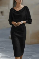Arthémise | Cowl Neck Batwing Midi Dress
