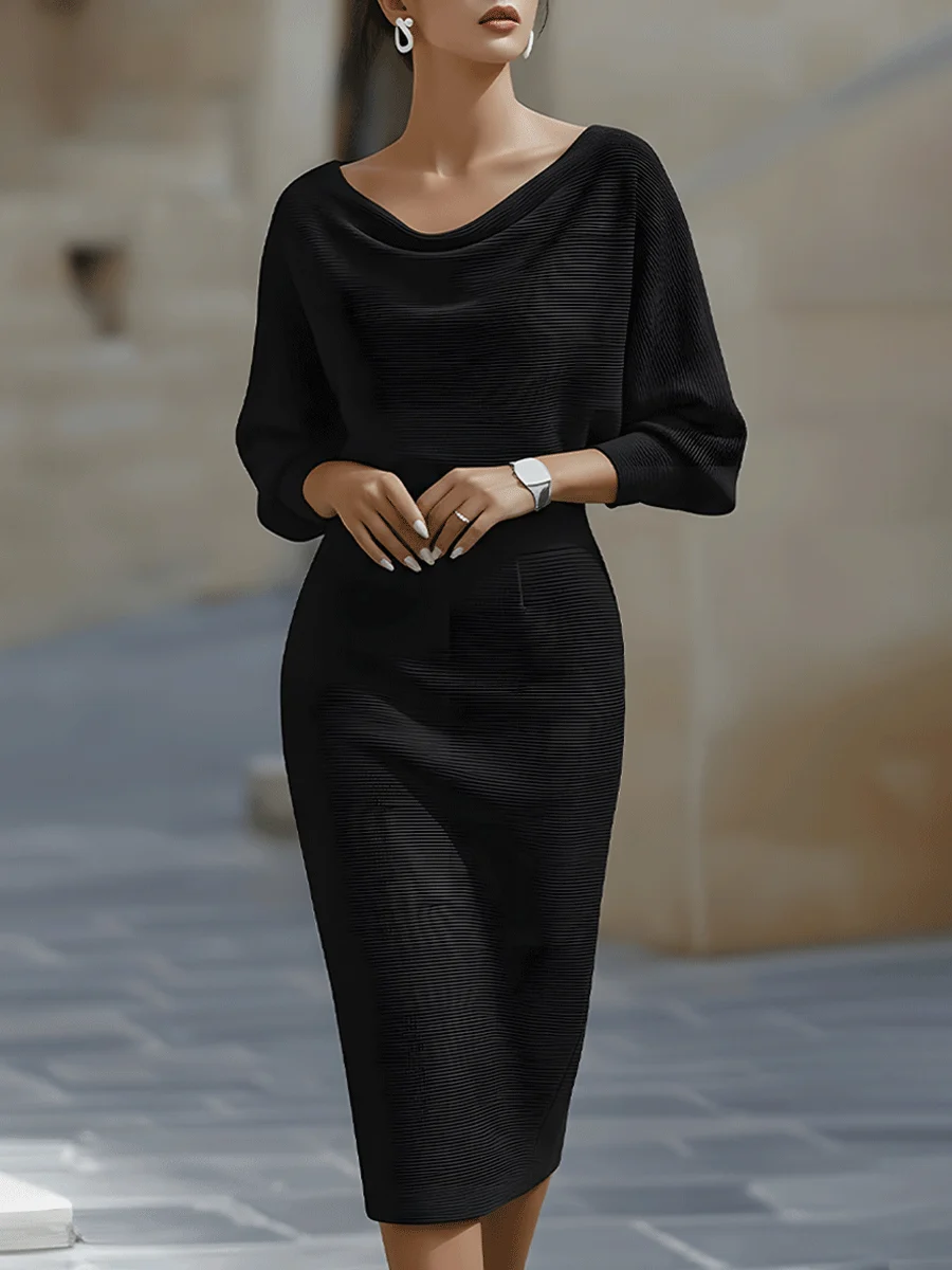 Arthémise | Cowl Neck Batwing Midi Dress