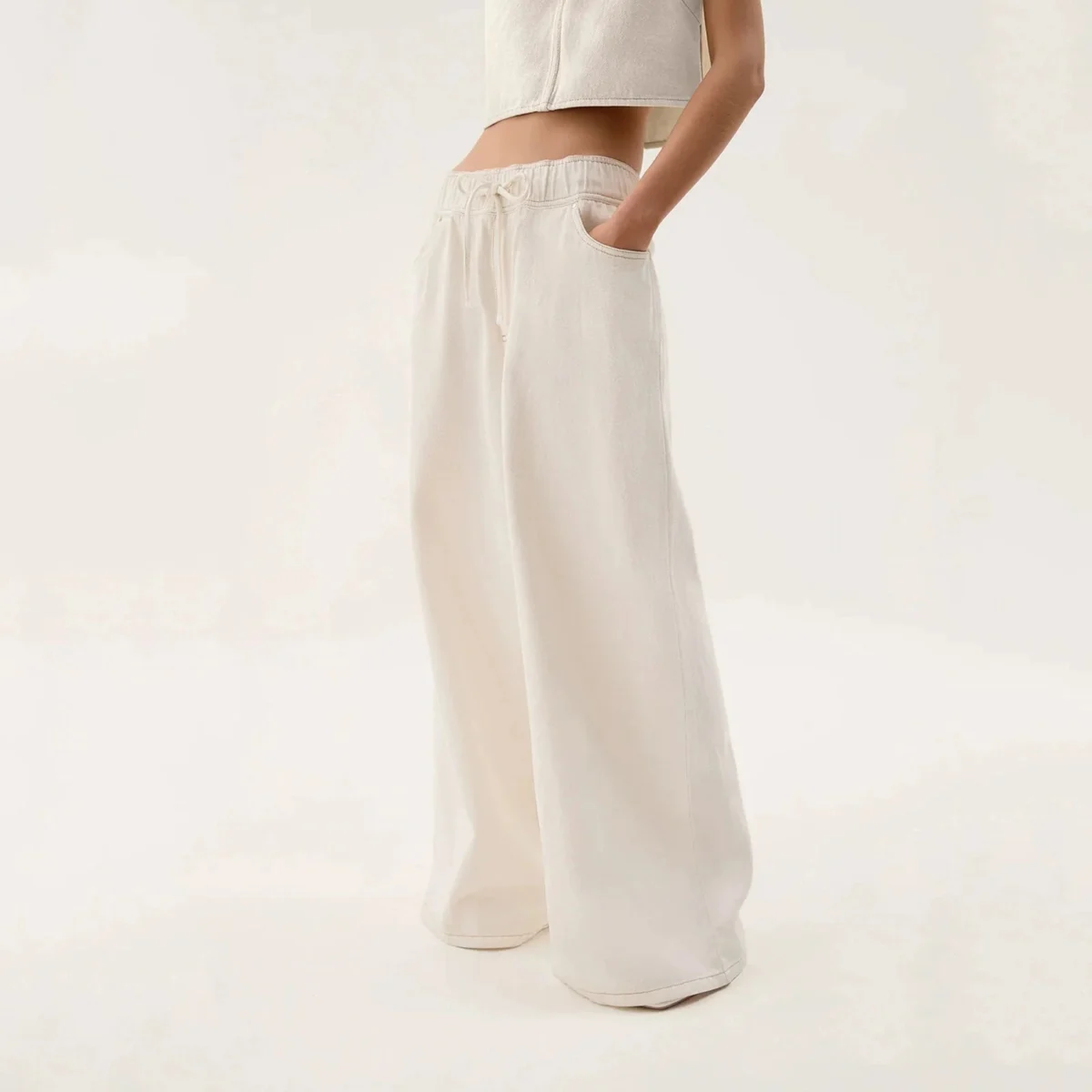 Mariange | Drawstring Wide Leg Denim Jeans