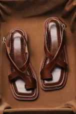 Fidelia | Italian Leather Crossed Sandals
