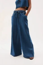 Mariange | Drawstring Wide Leg Denim Jeans
