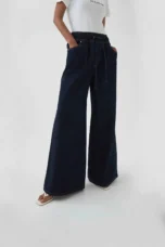 Mariange | Drawstring Wide Leg Denim Jeans