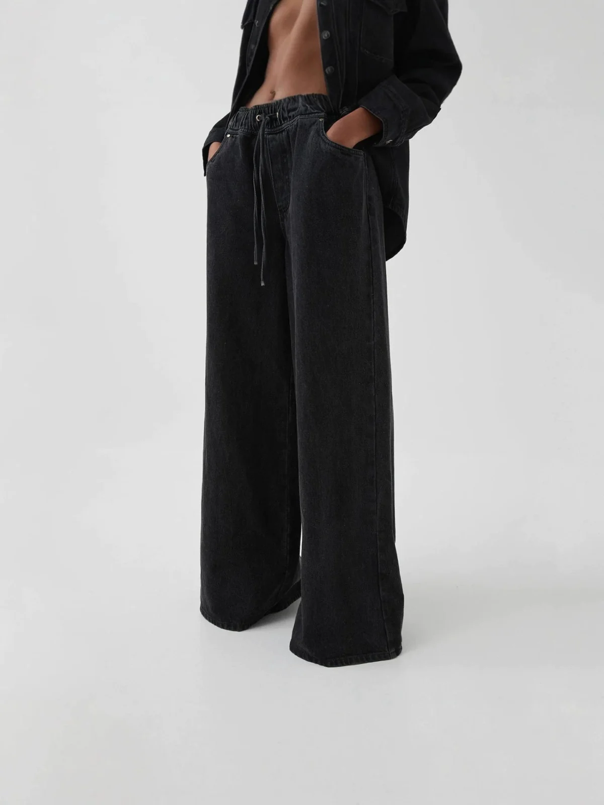 Mariange | Drawstring Wide Leg Denim Jeans