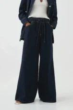 Mariange | Drawstring Wide Leg Denim Jeans