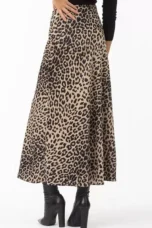 Alexandrine | Leopard Print Satin Skirt
