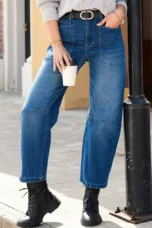 Sylviane | Structured Denim Barrel Leg Jeans