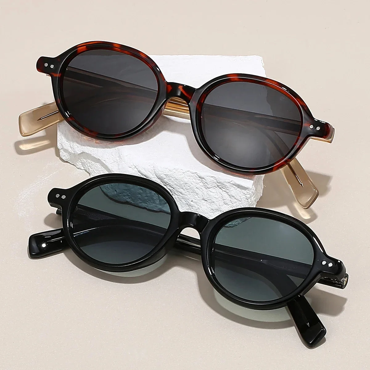 Round Acetate Sunglasses, Gradient Tint