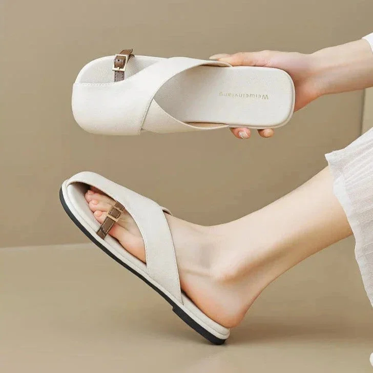 Luella | Sculpted Leather Footbed Sandals
